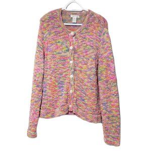 Vintage Rainbow Knit Oversized Sweater Cardigan XL